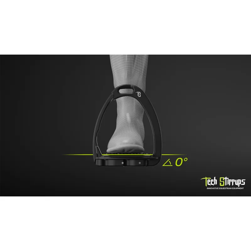 Tech Stirrups Venice Pony Dressage Sloped - Black/Black-2